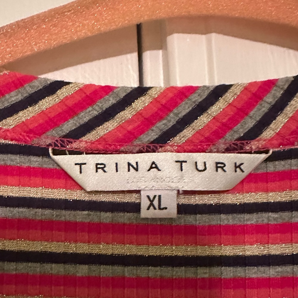 EUC Trina Turk Continental Racerback Striped Tank Top Size XL - Picture 6 of 7